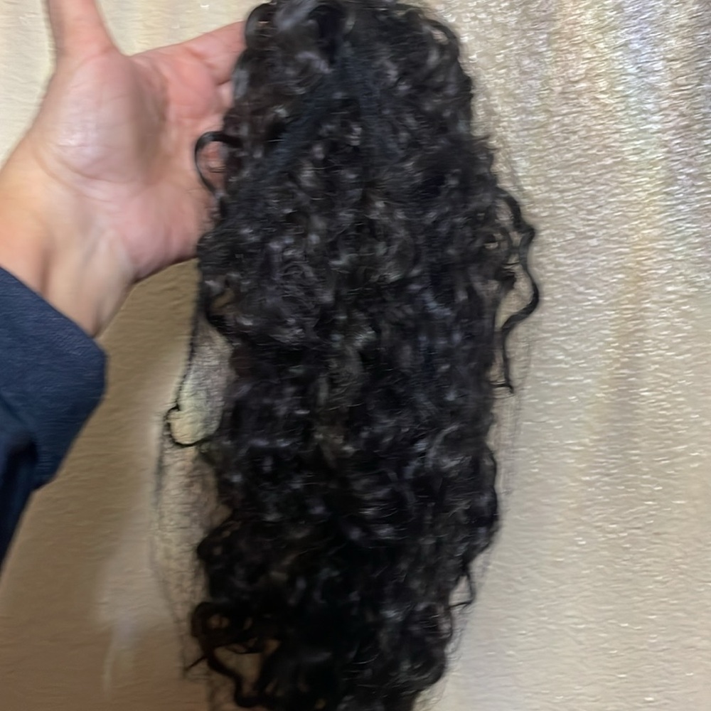 New HOOJIH Black Brown Ponytail Extension for Black Women Curly Wavy 14”
